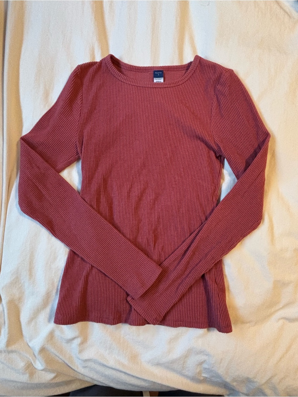 Old Navy Ribbed Long-Sleeve Crew in Dusty Rose